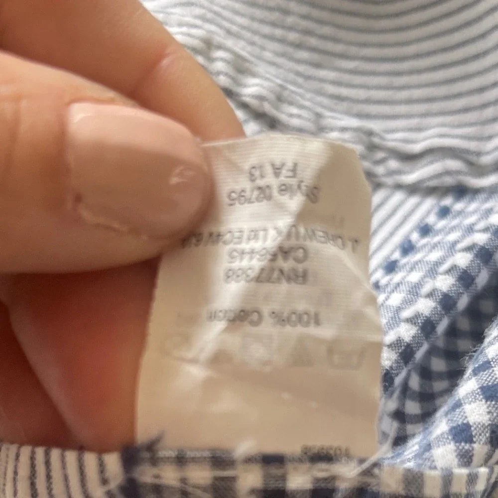 J.Crew‎ Blue White Gingham & Striped Pop Over Shirt 4
